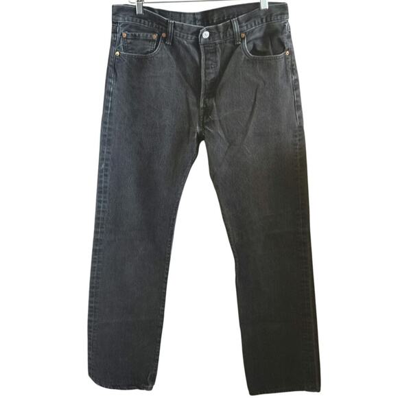 Levis 501 Button Fly Jeans Black Mens Size 36 x 34 - Picture 1 of 5